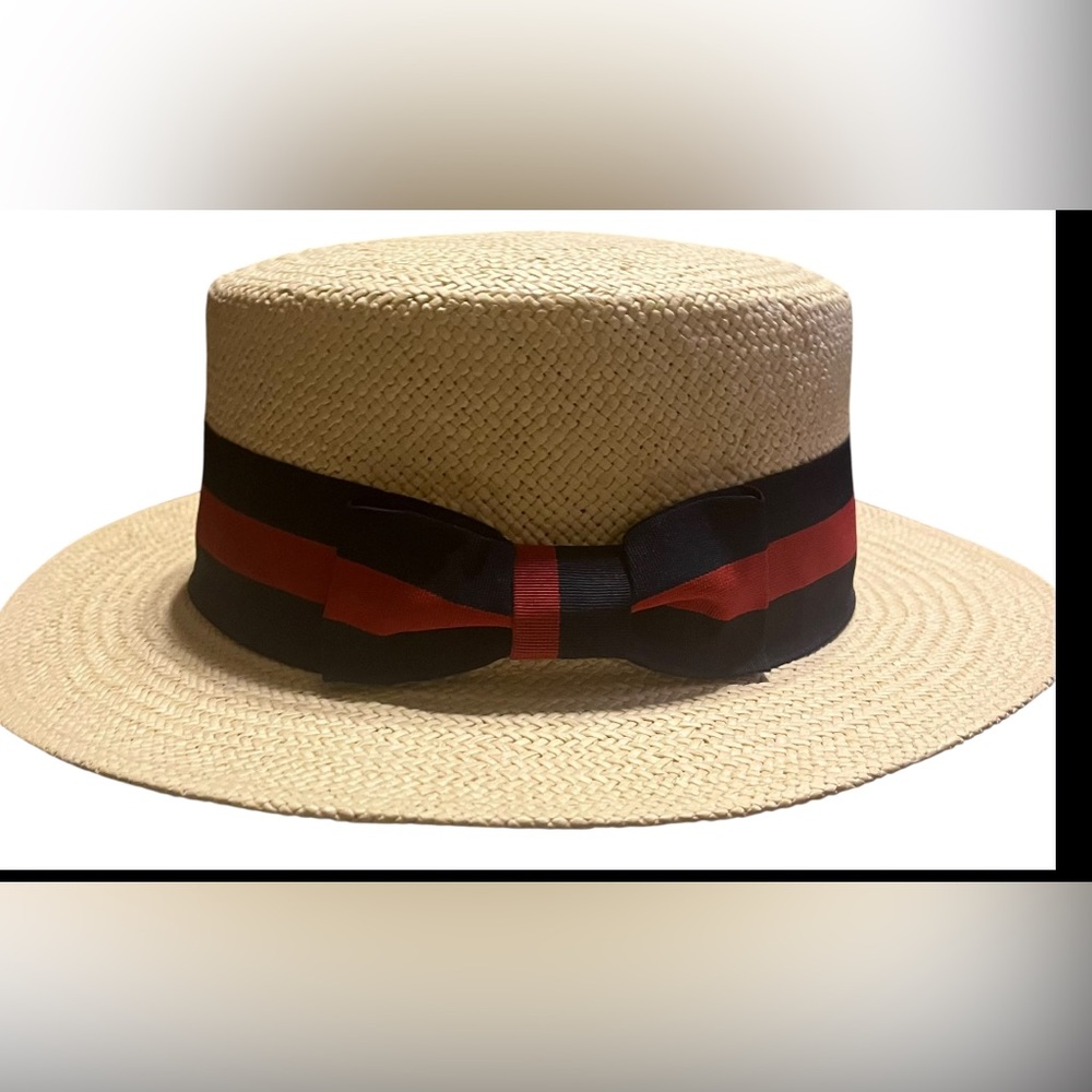 Brunello Cucinelli Cream Straw Hat with Black Label -(Unisex )